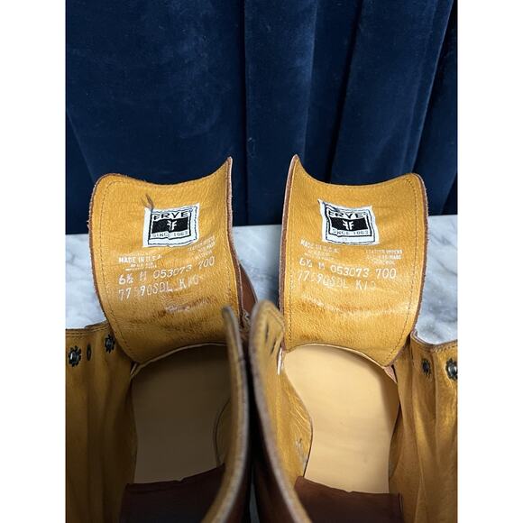 Women’s FRYE Boots Sabrina Lace-Up Distressed Tan Cognac Leather 6.5 Retail $438 - Picture 9 of 15